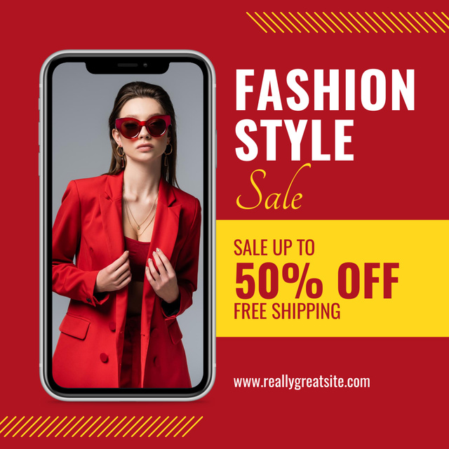 Template di design Red Outfit At Half Price With Free Shipping Instagram