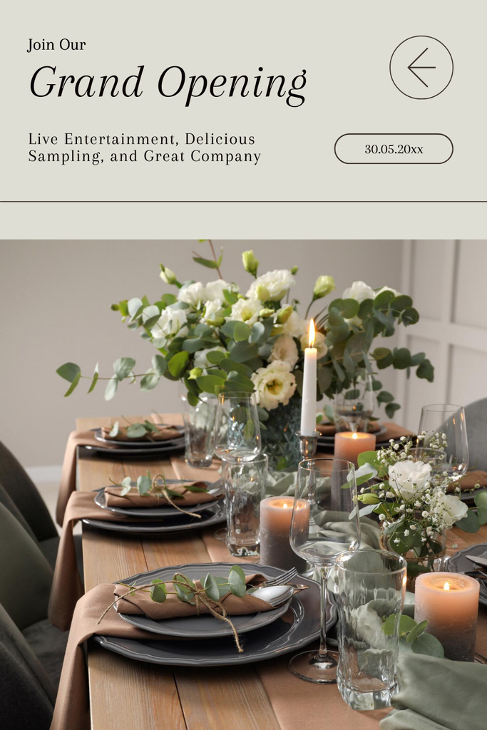 Ontwerpsjabloon van Pinterest van Grand Opening Celebration With Decorated Served Table