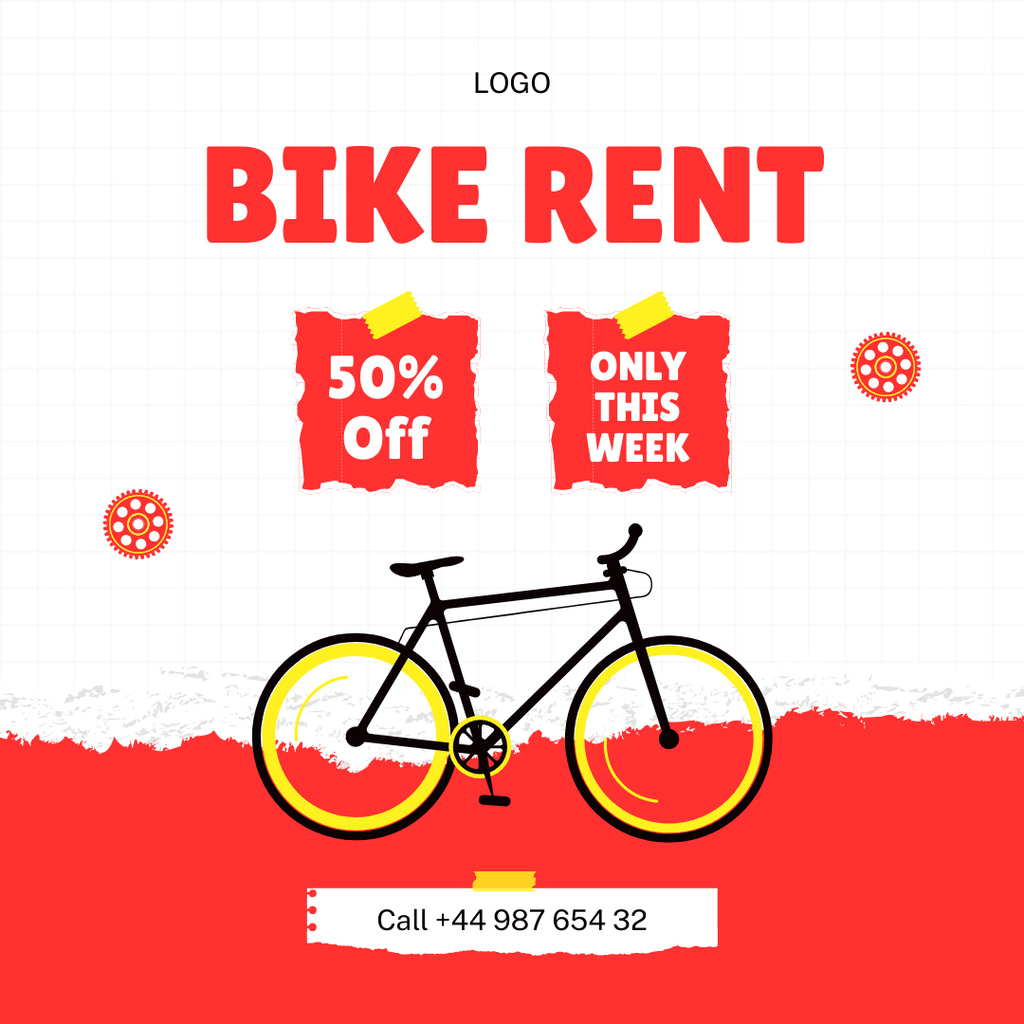 Half Price Off on Rental Bikes Instagram ADデザインテンプレート