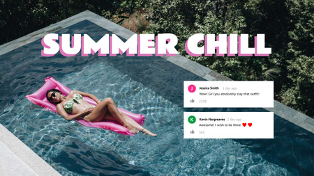 Girl enjoying Summer in Pool Youtube Thumbnail Design Template