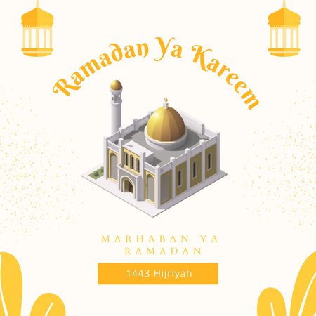 Happy Ramadan with White Mosque Instagram Design Template