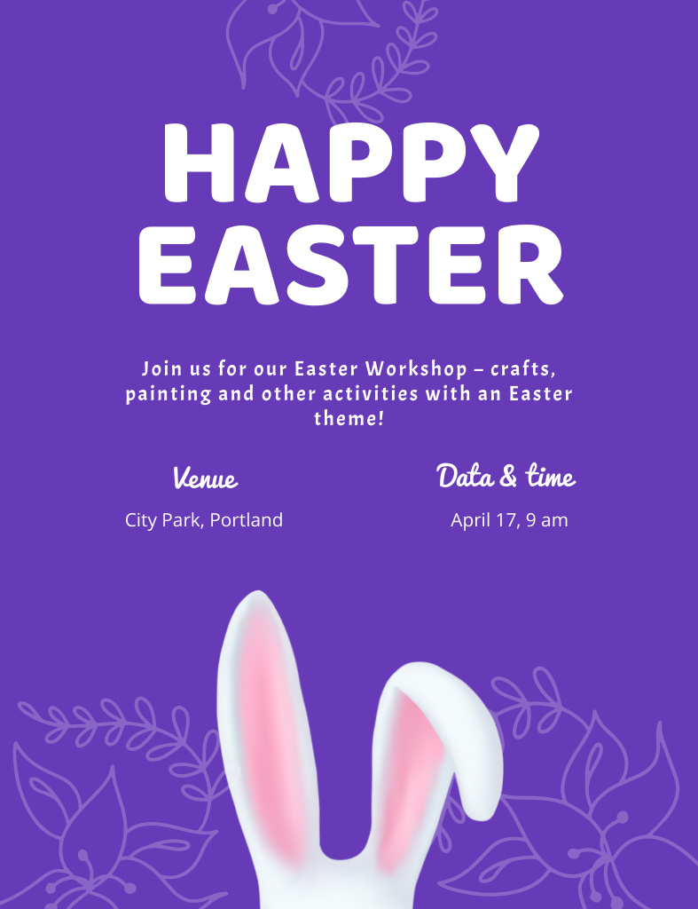 Ontwerpsjabloon van Invitation 13.9x10.7cm van Easter Greeting with Bunny's Ears