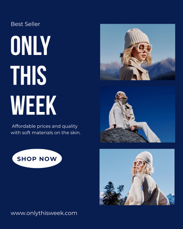 Fashion Sale with Woman in Stylish Winter Clothes Instagram Post Vertical Modelo de Design