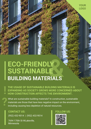 Plantilla de diseño de Materiales de construcción ecológicos Poster 