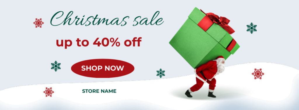 Christmas Sale of Gifts from Santa Facebook cover Design Template