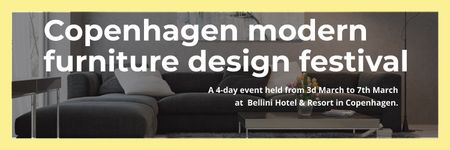 Platilla de diseño Interior Decoration Event Announcement Sofa in Grey Twitter