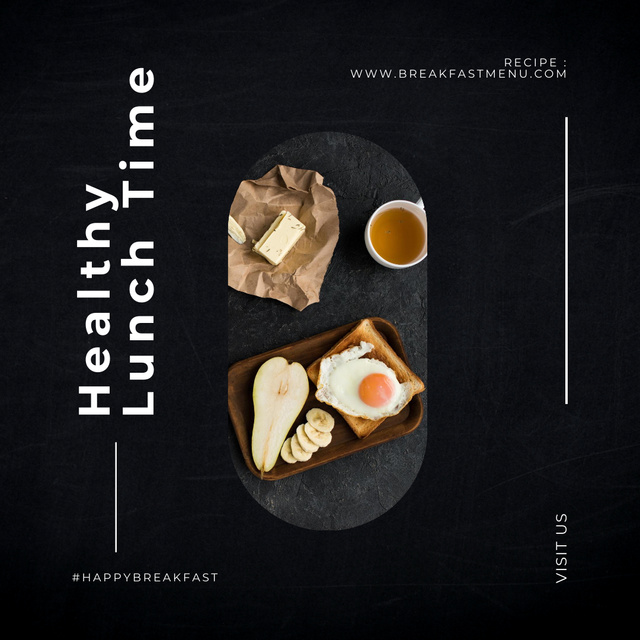 Template di design Healthy Lunch Idea with Egg Sandwich and Fruits Instagram