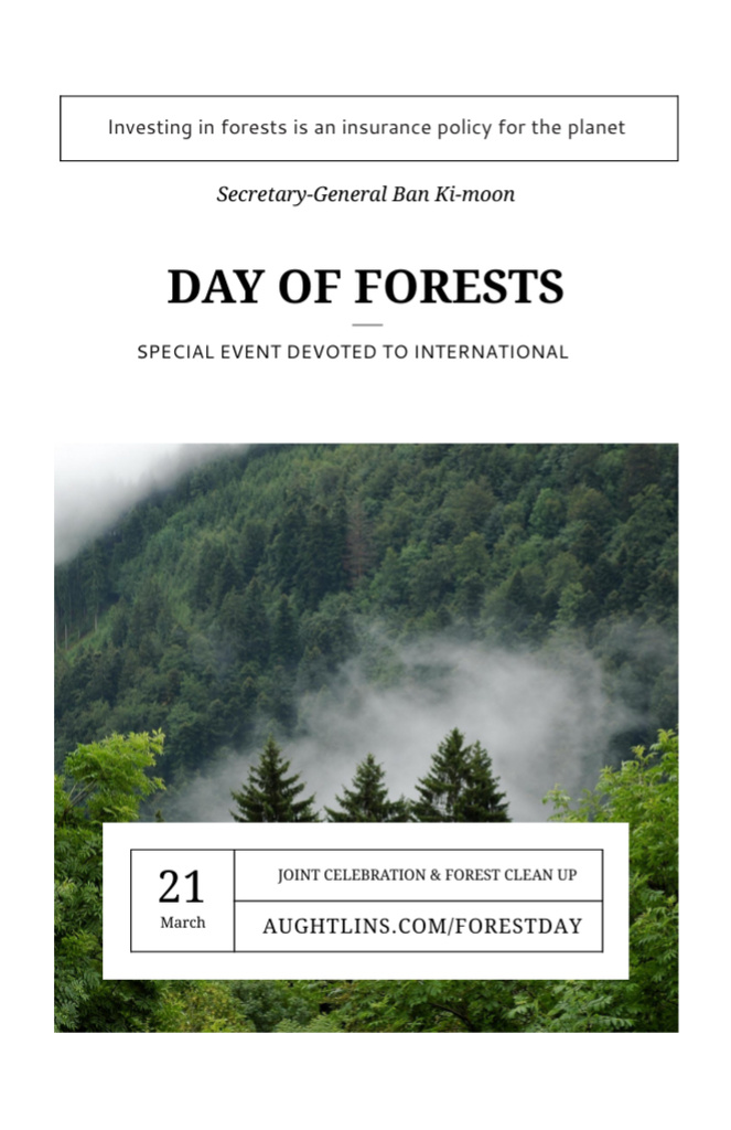 Planet's Forest Sustainability Event with Scenic Mountains Flyer 5.5x8.5in Design Template
