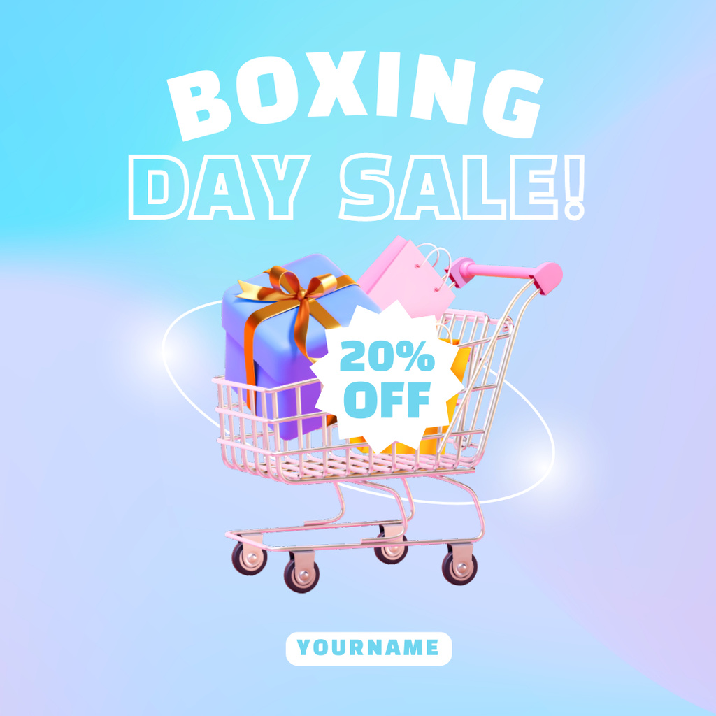 Shopping Cart with Gifts on Boxing Day Instagram Design Template