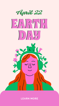 Earth Day Announcement with Cute Girl Instagram Video Story Modelo de Design