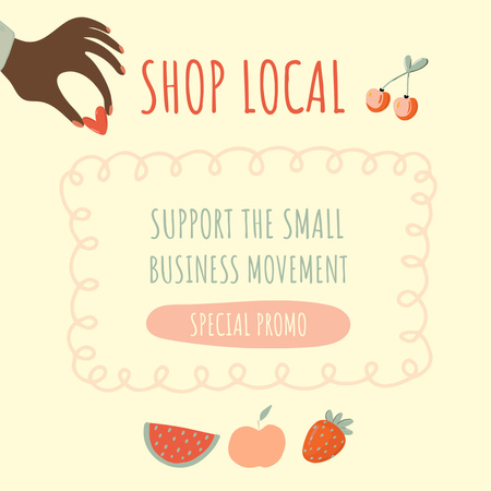 Designvorlage Unterstützen Sie lokale Unternehmen Shop Fruits für Instagram AD