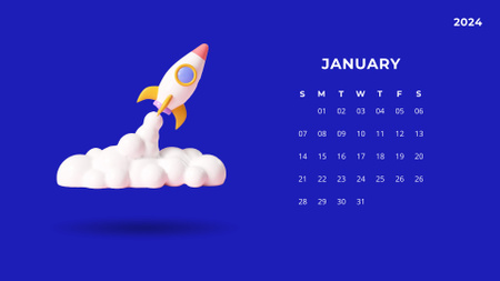 Illustration of Launching Rocket Calendar Design Template