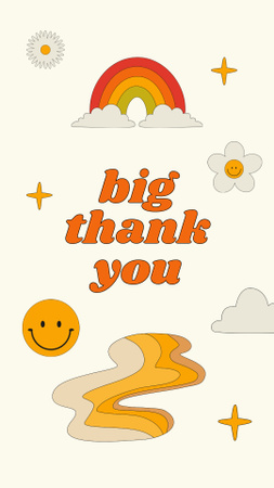 Big Thankful Phrase with Smiley and Rainbow Instagram Story Modelo de Design