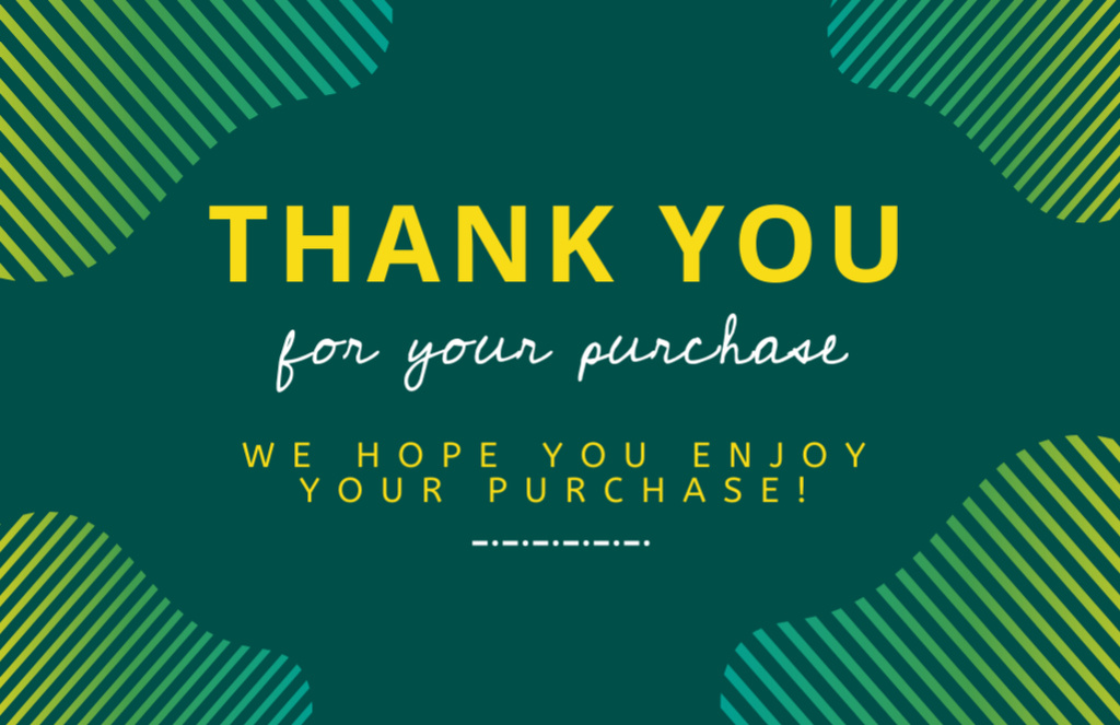 Thankful Phrase with Abstract Striped Green Pattern Thank You Card 5.5x8.5in Šablona návrhu