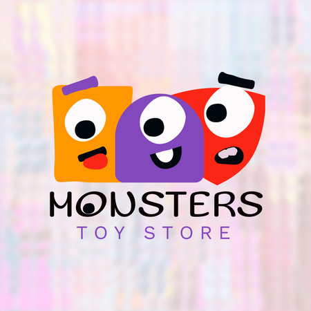 Monsters Toy Store Emblem Logo 1080x1080pxデザインテンプレート