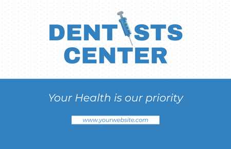 Dentists Center Ad with Syringe Business Card 85x55mm Design Template