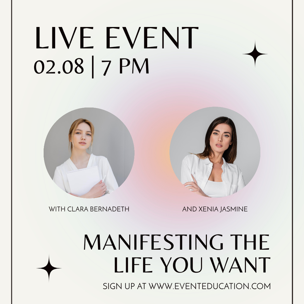 Live Event Announcement with Confident Women Instagram Modelo de Design