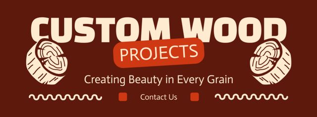 Plantilla de diseño de Custom Wood Projects Ad with Illustration of Timber Facebook cover 
