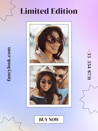 Couple in Summer Sunglasses Poster US Design Template
