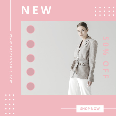 New Collection Sale with Stylish Woman Instagramデザインテンプレート