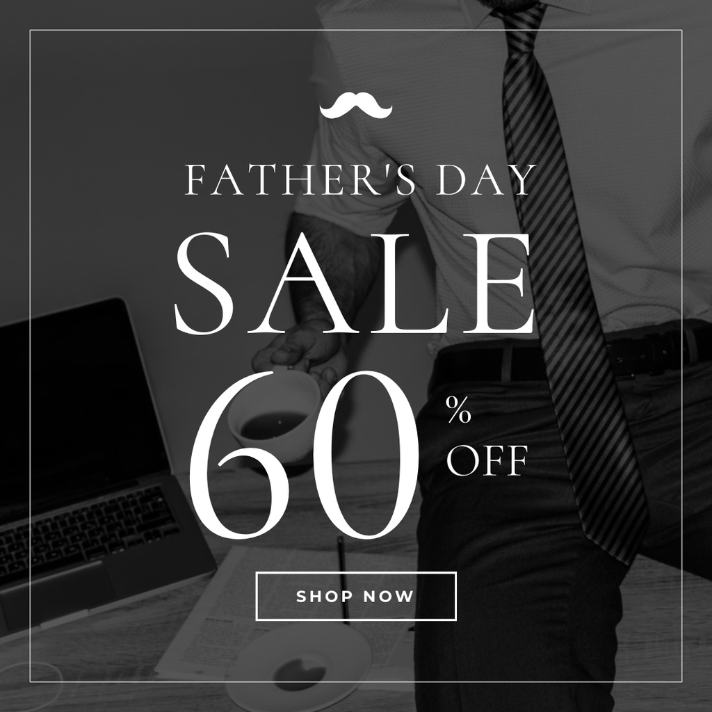Father's Day Sale Promo with Man in Costume Instagram tervezősablon