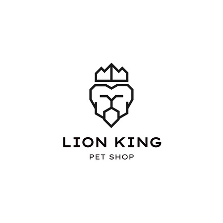 King ile Pet Shop Amblemi Logo Tasarım Şablonu