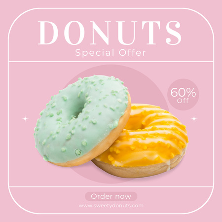 Special Offer of Donuts Pink Instagram Design Template