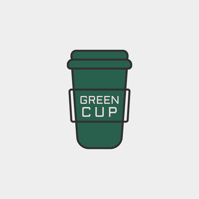 Emblem with Green Coffee Cup Logo Πρότυπο σχεδίασης