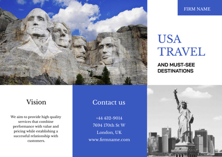 Travel Tour Offer with Liberty Statue Brochure Tasarım Şablonu