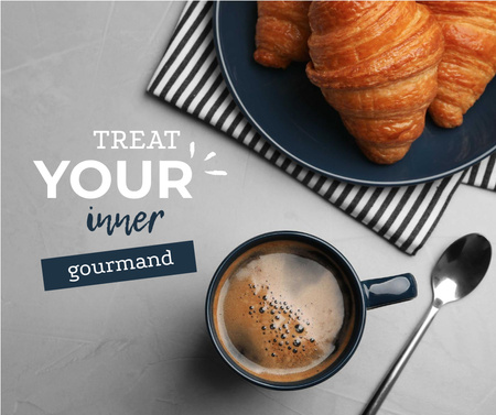 Template di design Brunch Ideas with Coffee and Croissants Facebook