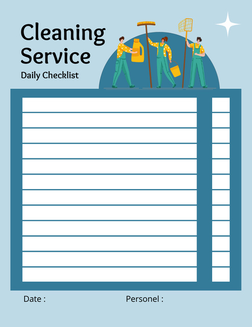 Daily Cleaning Checklist Notepad 8.5x11in Design Template