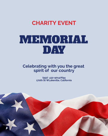 Memorial Day Celebration Announcement Poster 16x20in Design Template