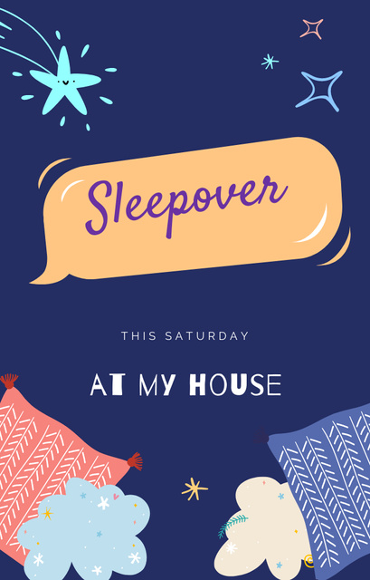 Come to Sleepover at My Home Invitation 4.6x7.2in Design Template