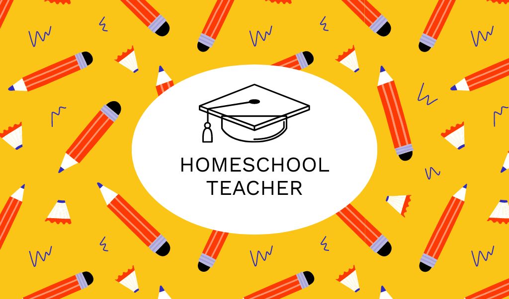Home Teacher Services with Graduation Hat Business card – шаблон для дизайна