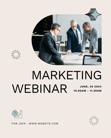 Marketing Webinar Announcement with Colleagues at Meeting Instagram Post Vertical Design Template