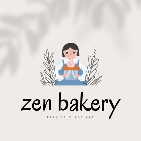 Bakery Ad with Woman and Cake Animated Logo Πρότυπο σχεδίασης