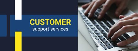 Business Service Worker typing on Laptop Facebook cover Design Template