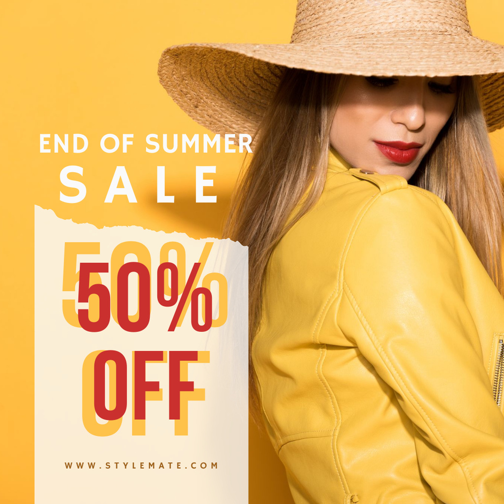 End of Summer Outfits Sale Announcement on Yellow Instagram Design Template