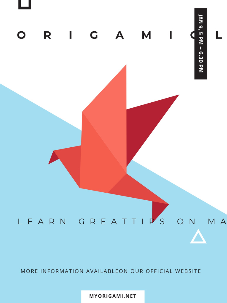 Origami Classes Invitation Paper Bird in Red Poster US Tasarım Şablonu
