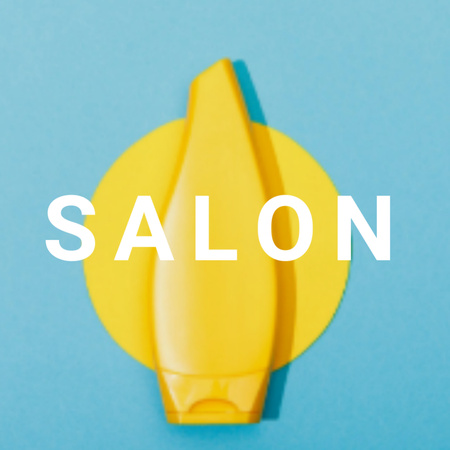 Beauty Salon Emblem with Yellow Tube of Cosmetics Square 65x65mm Šablona návrhu
