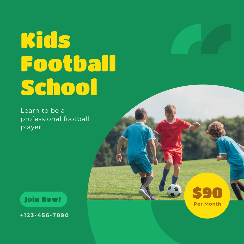 Kids Football School With Price For Month Instagram Πρότυπο σχεδίασης