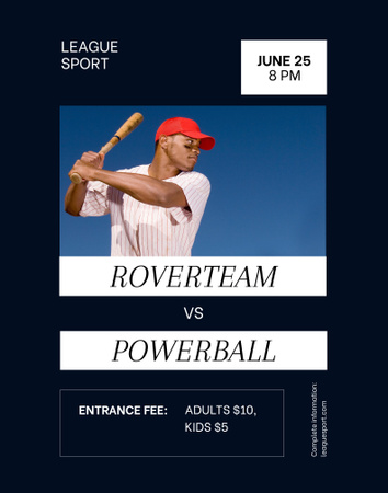 Baseball Tournament Announcement Poster 22x28in Design Template