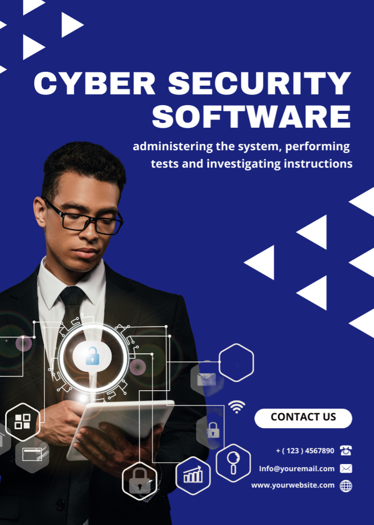 Cyber Security Software Ad Flayer Πρότυπο σχεδίασης