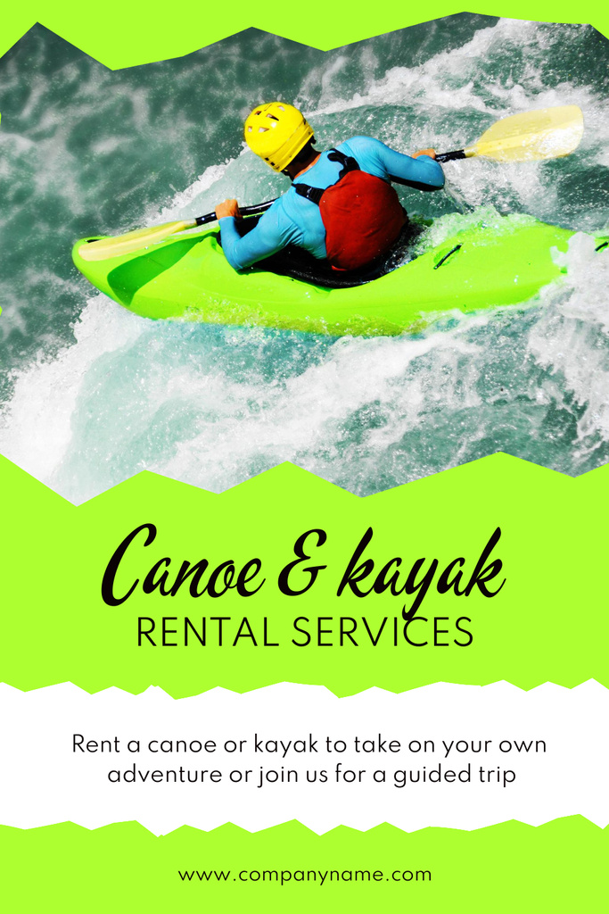 Plantilla de diseño de Canoe and Kayak Rental Offer Pinterest 