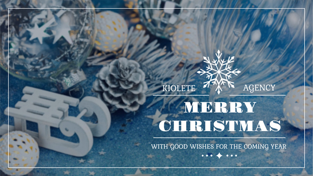 Christmas Greeting Shiny Decorations in Blue Title 1680x945px Tasarım Şablonu