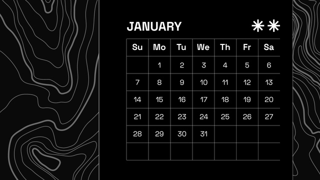 Ontwerpsjabloon van Calendar van Black Abstract Texture