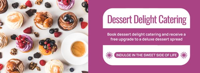 Catering of Sweet Exclusive Desserts for Elegant Events Facebook cover Design Template