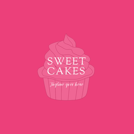 Savory Bakery Ad with a Yummy Cupcake In Pink Logo Design Template