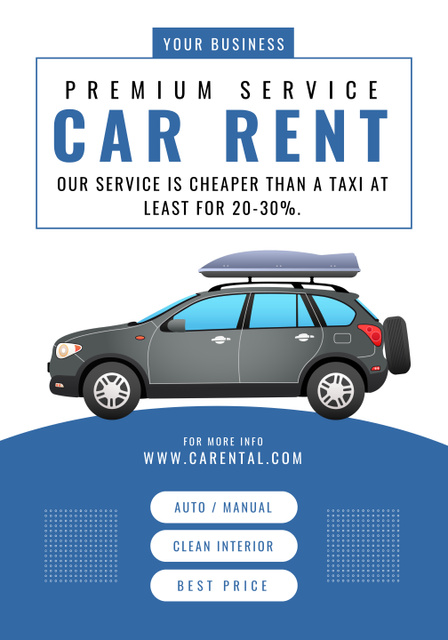 Car Rental Premium Services with Discount Poster 28x40in – шаблон для дизайну