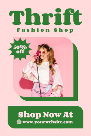 Designvorlage Teenage girl for thrift fashion shop für Pinterest